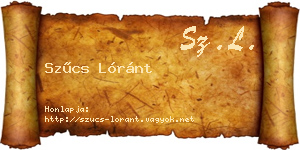 Szűcs Lóránt névjegykártya